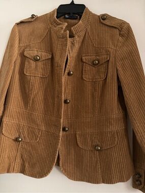 Relativity Corduroy Military-Style Field Jacket in Tan Brown